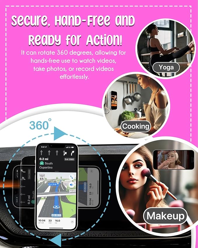 Magnetic Silicone Suction Cup Phone Mount with Hands-Free Stand - Perfect for Selfies, Videos, Durable, Secure Grip, One-Touch Holding, Lightweight, Sleek Design (Purple)