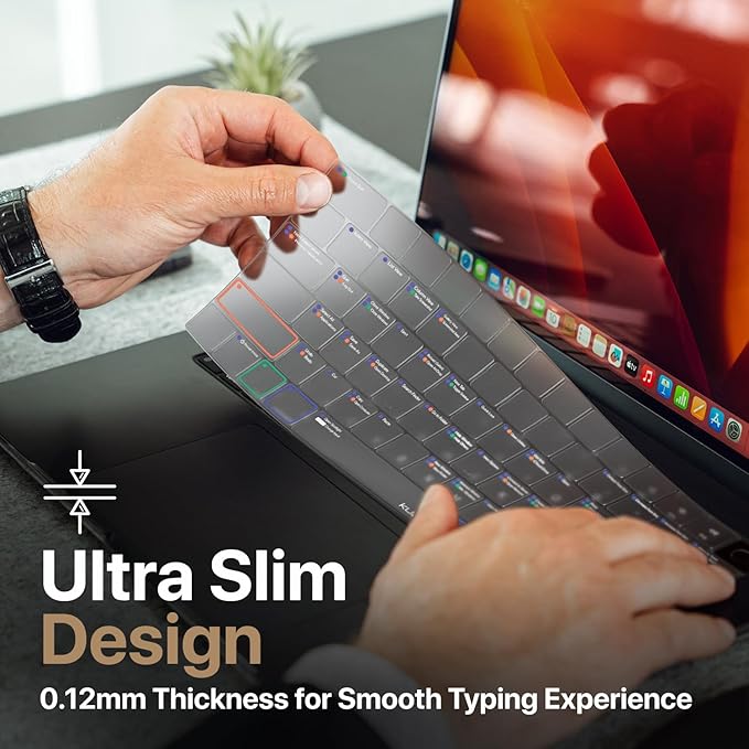 Kuzy MacOS Shortcut for MacBook Pro 14 inch Keyboard Cover M4 16" 2025 2024 2023 M3 M2 M1 Pro Max - MacBook Air 13 inch Keyboard Cover 15" M4 M3 M2 - Mac OS US Layout TPU Tinted