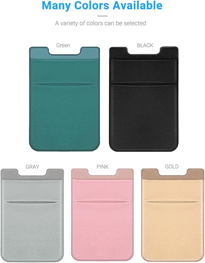 2 Pack Stick On Wallet Sleeve Cell Phone Pocket Card Holder Pocket Pouch for iPhone Android Smartphone (2 Pack BLACK)