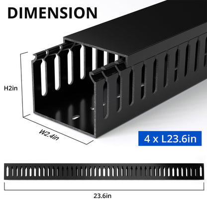 ZhiYo 2"H x 2.4"W Cable Management Raceway, 95in Under Desk Channel, Black