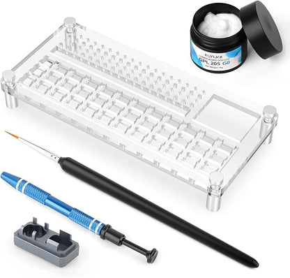 YIMAGUJRX RUNJRX 36 Switches Acrylic Lube Station for Keyboard Switch,GPL 205G0 0.53oz/15g, Switch Opener for MX Cherry Akko Panda Kailh Switch Tester,Switch Lube Kit for Gaming Keyboard