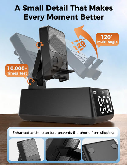 Bluetooth Speaker Birthday Gift for Men:Induction Cell Phone Stand Black