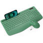 Wireless Keyboard and Mouse Combo - Full-Sized Ergonomic Keyboard with Wrist Rest, Phone Holder, Sleep Mode, Silent 2.4GHz Cordless Keyboard Mouse Combo for Computer, Laptop, PC, Mac, Windows (Green)