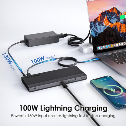 Laptop Docking Station,WAVLINK Triple monitors dock,Dual DisplayPort,HDMI