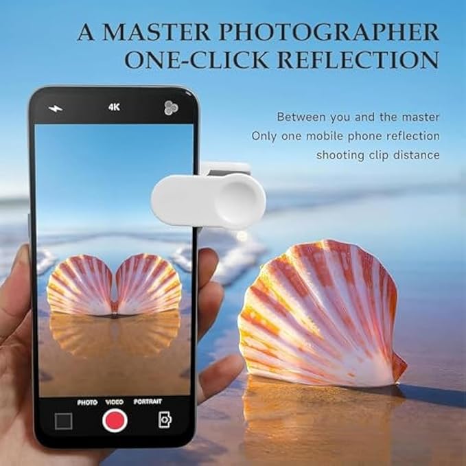 Mirror Effect Lens - Capture Stunning Reflections Instantly, Smartphone Camera Mirror Reflection Clip Kit, Mirror for Phone to Use Back Camera, for Travel Photography (Black +White)