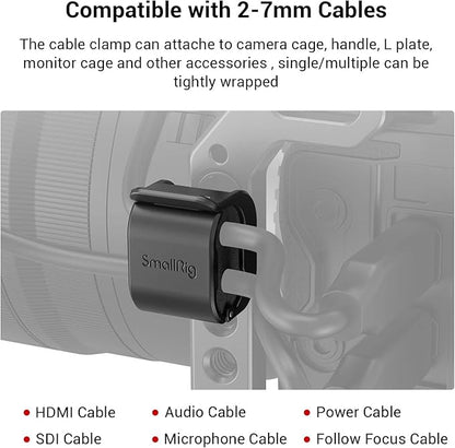 SmallRig Camera Clamp (4 pcs) for HDMI/SDI/Microphone Cable, DSLR Camera Cable Lock Mount Support 2-7mm