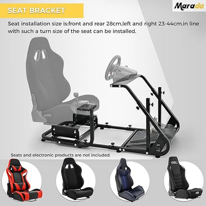 Marada Reinforced Stabilizing Racing Steering Wheel Cockpit Compatible with Fanatec, PXN, Thrustmaster, Logitech Device Adjustable Driving Simulator TV Stand Wheel & Pedal & Handbrake Not Included