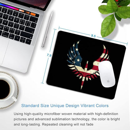 America Flag Mouse Pad Personalized Art Design Computer Laptop Non-Slip Rubber Mouse Pad 9.5x7.9 Inch