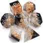 Haxtec Sharp Edge DND Dice Set, Gold Flakes Resin Polyhedral RPG Dice