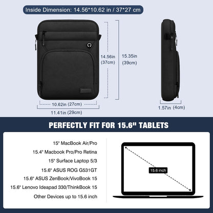 MoKo 15 Inch 360° Protective Laptop Sleeve Shoulder Bag with Earphone Port