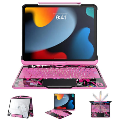 Tiaota Transparent Case Keyboard for iPad 11th Gen 11 inch (A16, 2025) & 2022 iPad 10th Gen 10.9 in,7-Color Backlit,Wireless Keyboard, 360°Rotating,Multi-Touch trackpad, Pencil Slot,Shortcuts,Black