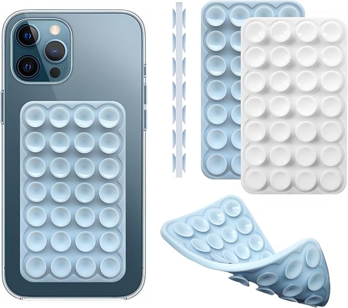 DreamsLink.LC Silicone Double-Sided Suction Phone Detachable Mount, Fidget Sticky Grip Hands-Free for Makeup, Gym, Cooking, ASMR/TikTok Recording & Selfie, Content Creator Trendy Gift (Clear