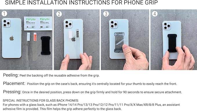 Phone Grip Holder for Hand, Universal Finger Strap Phone Holder, Finger Selfie Grip Compatible with Most Smartphones (Red) - 2Pack