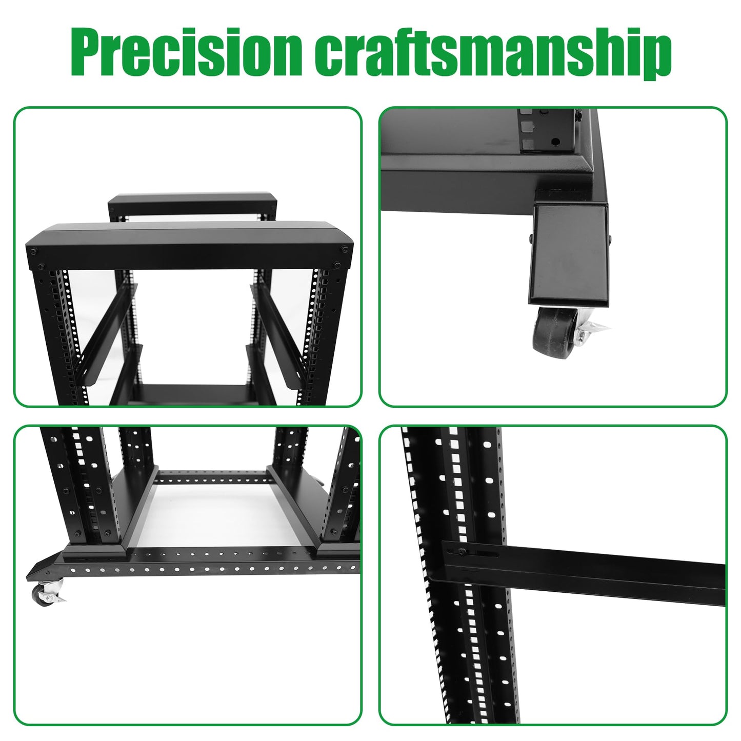 GlobalRack 27U Open Frame Rack on Wheels,Depth 15.75" Mobile IT Cabinet