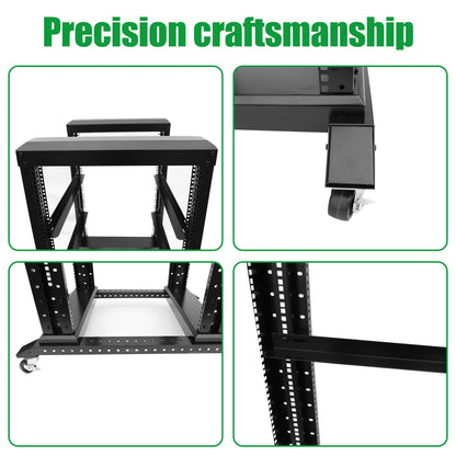 GlobalRack 27U Open Frame Rack on Wheels,Depth 15.75" Mobile IT Cabinet