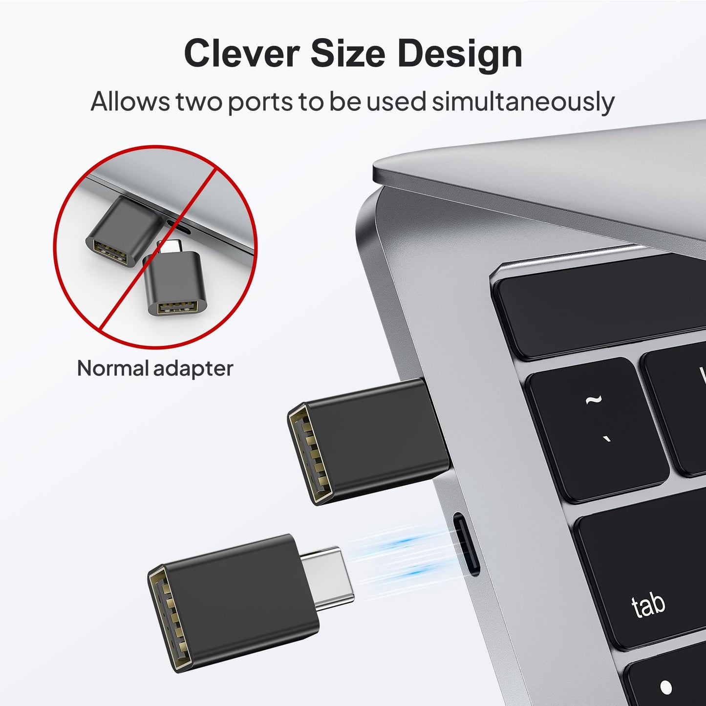 Elebase USB C to USB Adapter 4 Pack for MacBook Pro Air,iPad