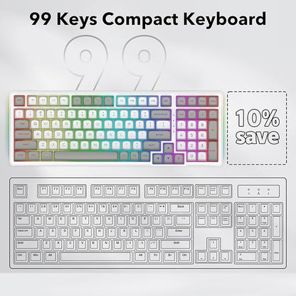HUO JI Z-99 Wired Mechanical Keyboard, Creamy Sound, Hot Swappable Pre-lubed Linear Switches, Gasket Structure with Sound Dampening Foam, RGB Backlit, 99 Keys Custom Gaming Keyboard for PC/Mac,Gray