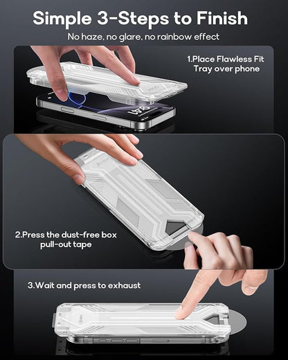 3 Pack for iPhone 16 Pro Max Tempered Glass Screen Protector:9H+ Durable, Auto Positioning, Bubble Free, High Definition, Easy Installation