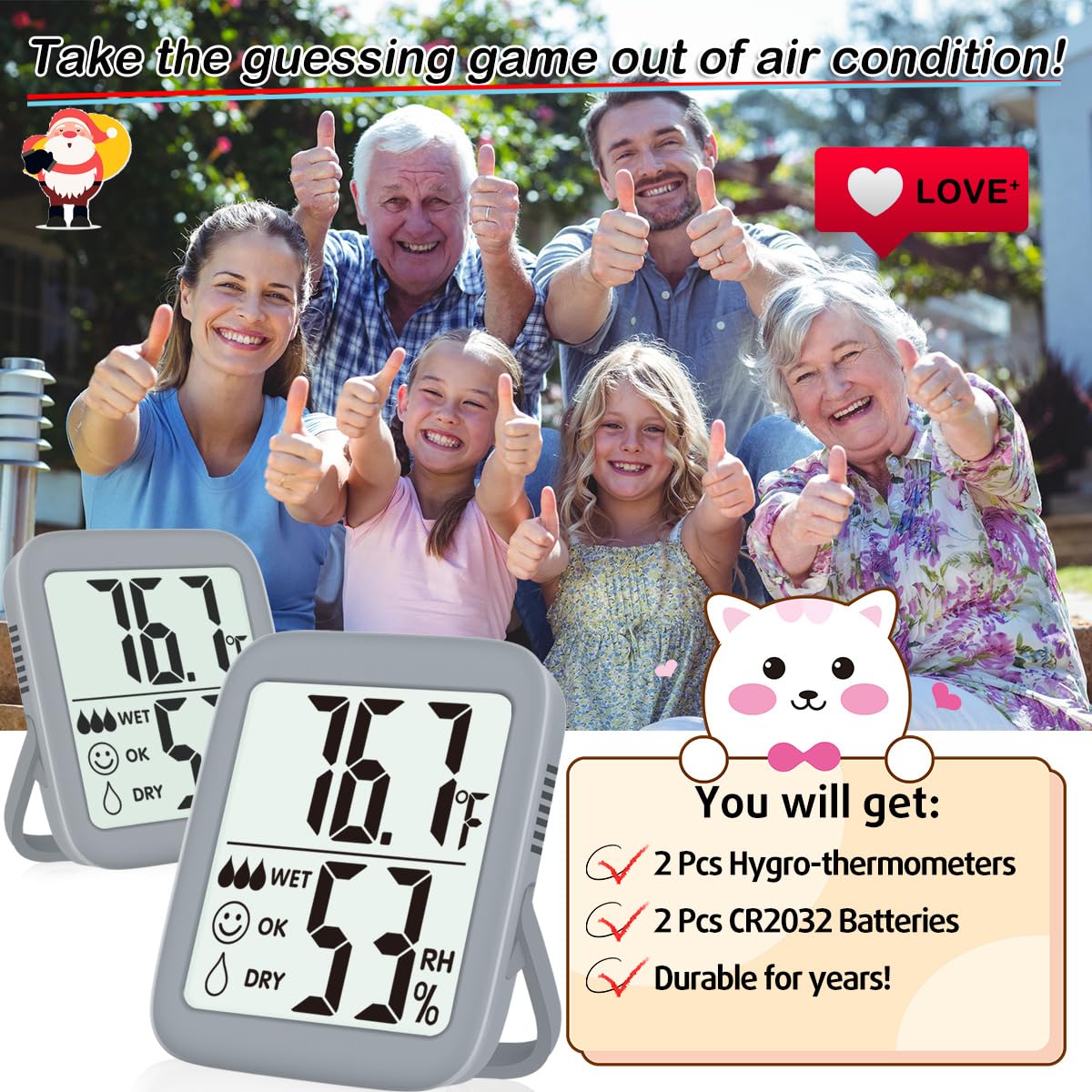 Antonki 2 Pack Room Thermometer Indoor Hygrometer