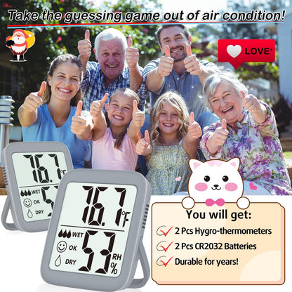 Antonki 2 Pack Room Thermometer Indoor Hygrometer