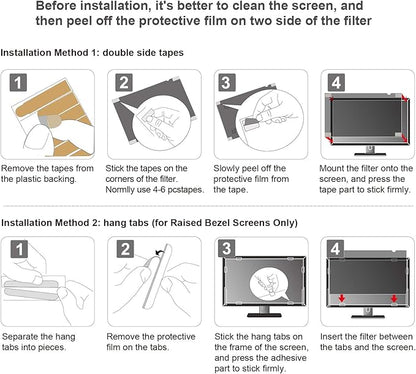 24 inch Computer Privacy Screen Filter - Suitable for 16:9 Aspect Ratio Widescreen Monitor - Blue Light Filter - Anti-Glare & Anti-Scratch Protector Film (24" Widescreen (16:9))
