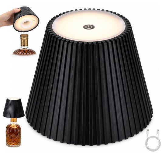 WILIT Wireless Bottle Lamp for Liquor Bottles, 3-Level Brightness LED Night Lights, Wine Lamp for Home Decor, Unique Table Lamp with RGB Lights, Rechargeable Bottle Lights for Bedroom, Black