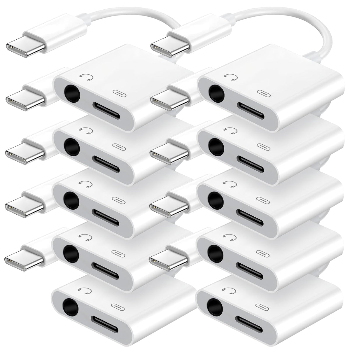 Seulliya USB C to 3.5mm Headphone Jack and Charger Adapter, 2-in-1 Audio & Fast Charging Splitter for Apple iPhone 17/16/15/Pro/Pro Max, iPad, Samsung, Pixel, and More 2Pack