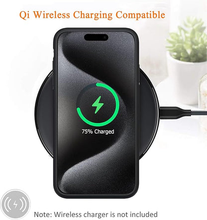 Battery Case for iPhone 15 Pro Max,12000mAh Rechargeable Portable Charging Case with Wireless Charging Compatible for iPhone 15 Pro Max (6.7 inch) with Carplay Extend Battery Pack Charger Case (Black)