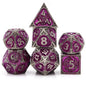 PJOY Metal DND Dice Set with Dice Case Antique Silver Purple Dragon D&D Polyhedral Dice for RPG Role Playing Games Compatible with Dungeons and Dragons TTRPG Gifts