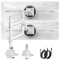 monTEK Dual Monitor Arm, Vertical Stackable 57", Heavy Duty with USB White