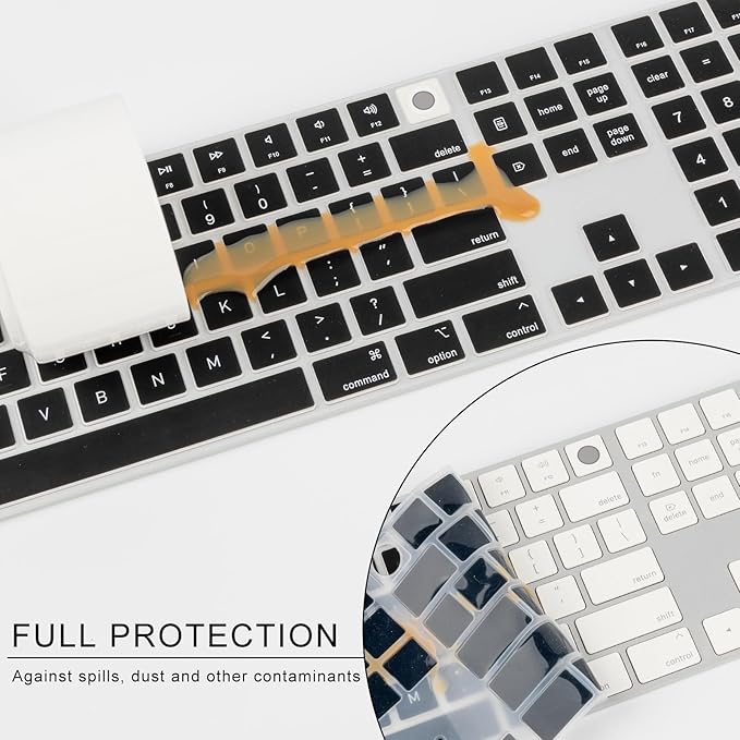Allinside Black Keyboard Cover for 2024 Mac Magic Keyboard with Touch ID and Numeric Keypad A3119 US Layout