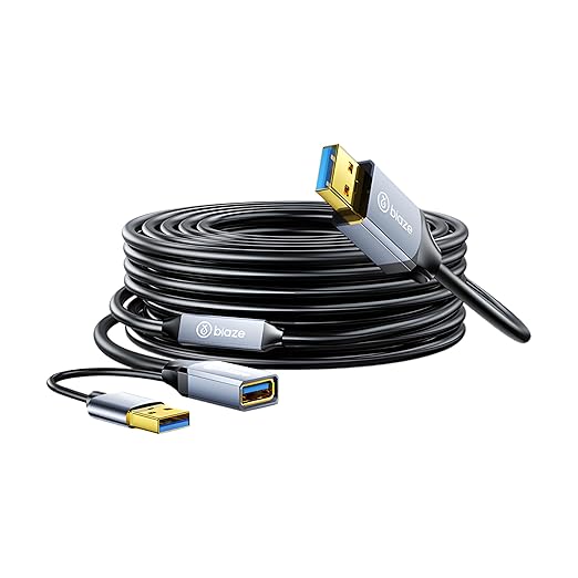 USB Extension Cable USB 3.0 Extension Cord Type A Male to Female Cord Nylon Braided High Data Transfer Compatible with USB Keyboard, Mouse, Flash Drive(50ft)