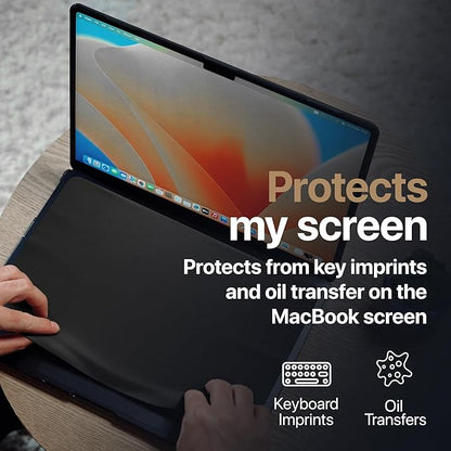 Kuzy Premium Microfiber MacBook Screen Cleaner and Keyboard Protector - Anti-Imprint Laptop Cleaning Cloth for MacBook Pro 16" and MacBook Air 15", Scratch-Free, 13 x 8.5 inches, 1 Pack - Black