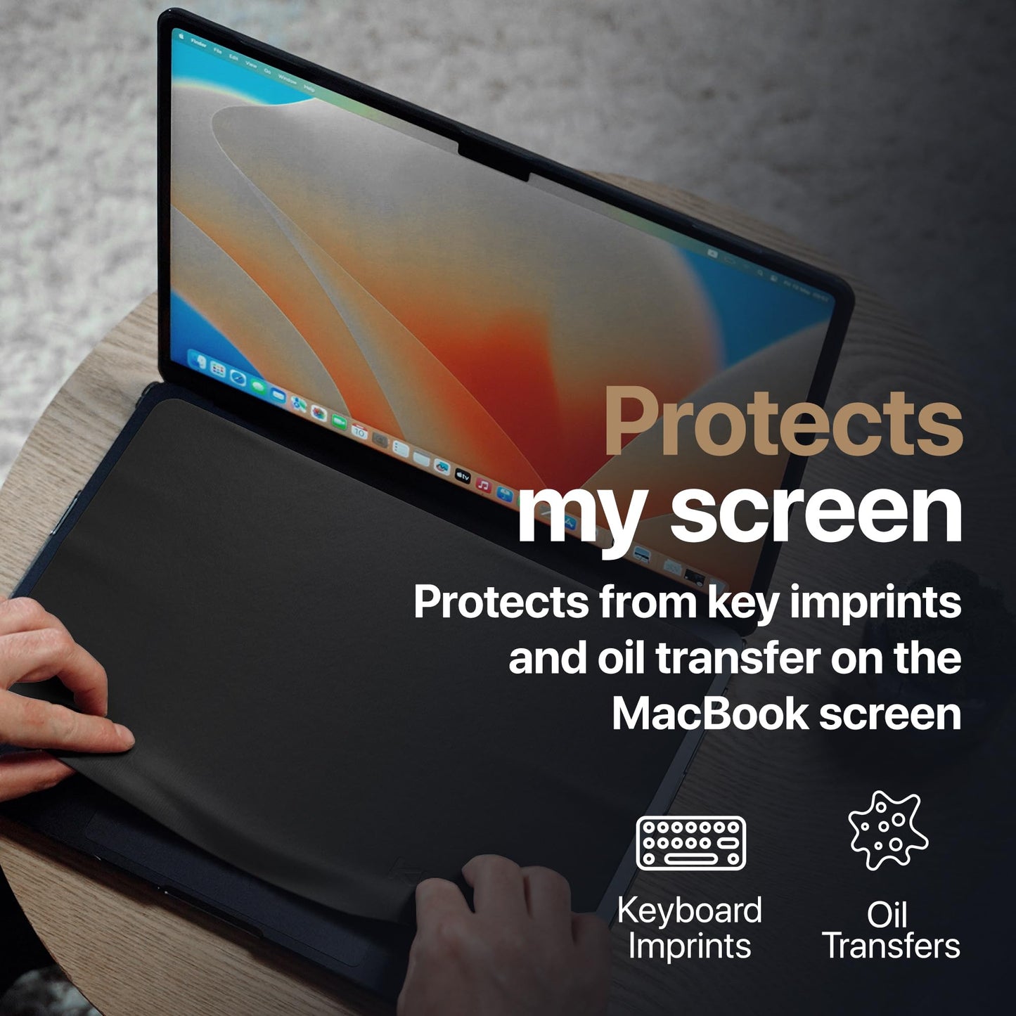 Kuzy Premium Microfiber MacBook Screen Cleaner and Keyboard Protector - Anti-Imprint Laptop Cleaning Cloth for MacBook Pro 16" and MacBook Air 15", Scratch-Free, 13 x 8.5 inches, 1 Pack - Black