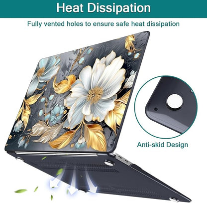 Teryeefi Pattern Hard Case Compatible with MacBook Air 13 inch Case 2021-2018 M1 A2337 A2179 A1932 with Retina Display, Plastic Hard Shell + Keyboard Cover + Screen Protector, W-Modern Abstract Art
