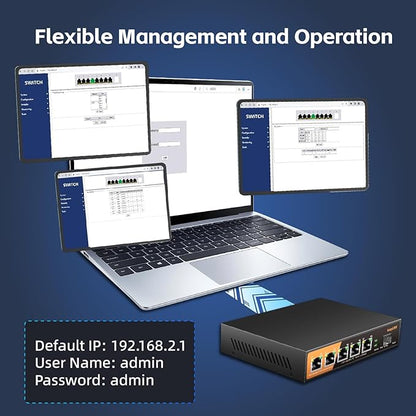 6 Port 2.5G Web Smart Managed Ethernet Switch with 5 x 2.5G Base-T Ports, 1 x 10G SFP+, Static Aggregation, QoS/VLAN/IGMP, Metal Housing Fanless, Desktop/Wall-Mount