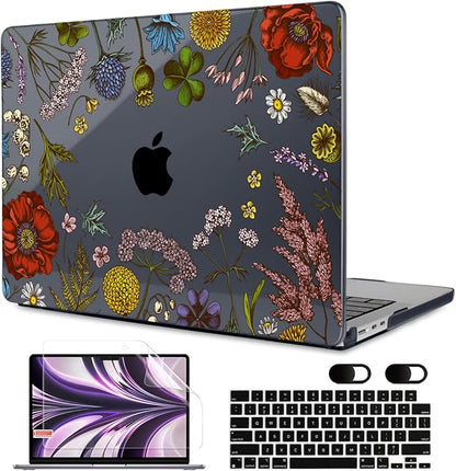 MEEgoodo Case for MacBook Air M4/M3/M2 13.6 inch 2025 2024 2022, Fit Model A3240 A3113 A2681, Compatible with MacBook Air 13 inch, Laptop Hard Shell Case with Keyboard Cover, Clover