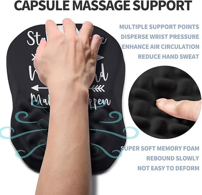 Ergonomic Raised Mouse Pad Wrist Support with Bilateral Slope Memory Foam Mousepad for Wrist Rest and Carpal Tunnel Pain Relief 11.8x7.9〃Inspirational Quotes