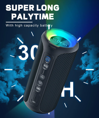 Ortizan Portable Bluetooth Speaker (2nd Gen), 40W powerful sound and deep bass, IPX7 waterproof, 30 hours of playtime, TWS for 2 speakers pairing for home, outdoor and travel - Electronics gift, Black