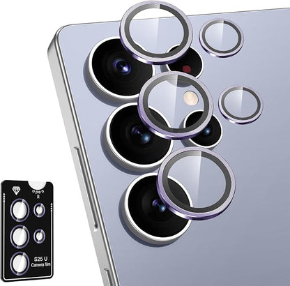 for Samsung Galaxy S25 Ultra Camera Lens Protector, Individual Metal Ring Tempered Glass Lens Cover, [Strong Adsorption] Scratch Resistant Ultra-Thin HD Clear Lens Cover, 1 Set-Purple