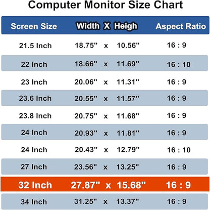 32 Inch Computer Privacy Screen Shield [2 Pack] for 16:9 Widescreen Desktop Monitor - Anti-Glare Blue Light Privacy Filter and Anti Spy Privacy Screen Protector Film