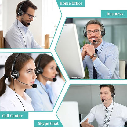 Callez 3.5mm Headset with Microphone Noise Cancelling for Cell Phone PC Laptop, Stereo Computer Headphones for iPhone Samsung Mac Call Center Office Skype, in-line Control, Clear Chat