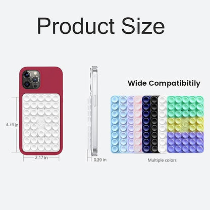 Silicone Double-Sided Suction Phone Grip Detachable Mount - Car Dashboard/Shower Phone Holder, Hands-Free For Selfies & Videos, TikTok/ASMR - iphone & Android Compatible (3.74"x2.2", White+Baby Pink)