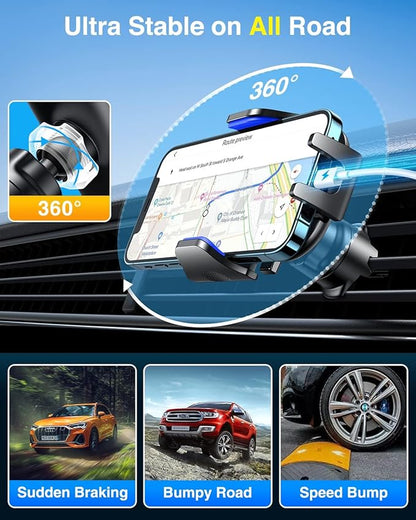 VANMASS Ace Car Phone Holder Mount New Upgraded [Military Steel Hook & Super Suction Cup] Handsfree Cell Phone Holder Car Dash Windshield Air Vent Stand for iPhone 14 13 12 Pro Max Samsung Truck,Blue