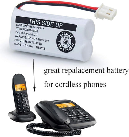 BT162342/BT262342 Cordless Phone Batteries BT183342/BT283342 BT166342/BT266342 CS6114 CS6419 CS6719 EL52300 CL80111 2.4V 600mah Ni-Mh (3 Pack)