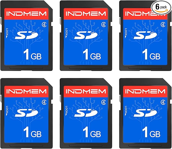 INDMEM SD Card 1GB, 6 Packs Class 4 1GB Flash Memory Card MLC Standard Secure Digital Cards Camera Card
