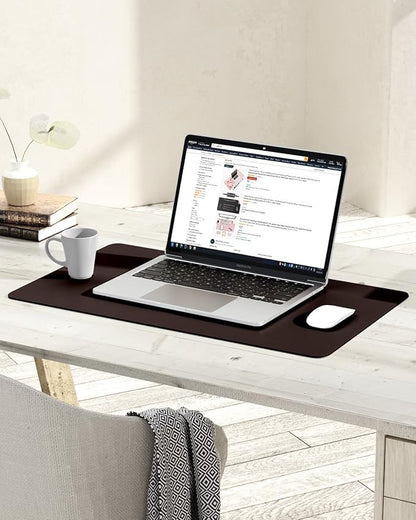 YSAGi Non-Slip Leather Desk Pad, Waterproof Laptop Computer Desk Keyboard Mat, Table Protector Blotter Mat, Large Mouse Pad for Office/Work/Home/Decor(Dark Brown, 23.6" x 13.7")