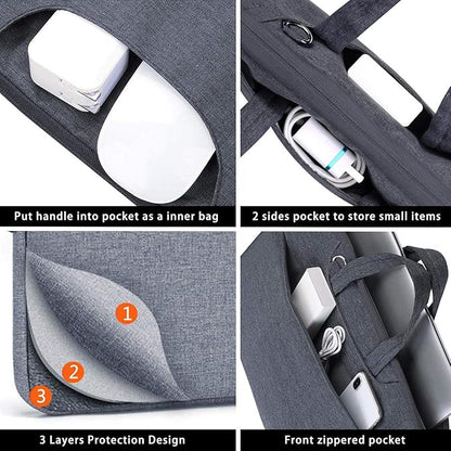 Voova Laptop Bag 17 17.3 Inch Water-resistant Laptop Sleeve Case with Shoulder Straps & Handle, Computer Case Cover Slim Briefcase Compatible with 17-18” Hp Dell Asus Acer, Grey