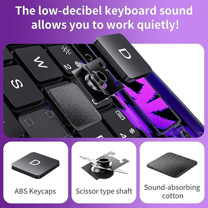 iPad Keyboard Case for 2024 M4 iPad Pro 11 inch, Magic Wireless Keyboard with Trackpad 7 Color Backlit, 360° Rotating Stand Transparent Protective Cover with Pencil Holder (Purple)