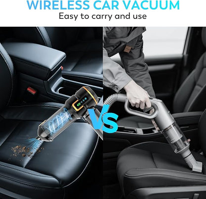 Car Vacuum Cleaner, 22000PA High Power Portable Handheld Car Vacuum & Air Duster, Mini Cordless Vacuum with LED Display, for Home, Office, Camping (Black Golden)